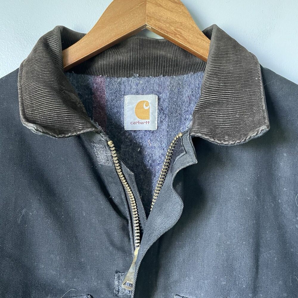 Carhartt Vintage 1990's Blanket Lined Chore Jacket Work Coat Black Men's Size XL - Picture 9 of 16